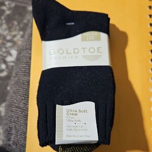 ❤️NWT Gold Toe Premier Ultra Soft Crew Socks in Black        Sz 6-9. Pack of 3